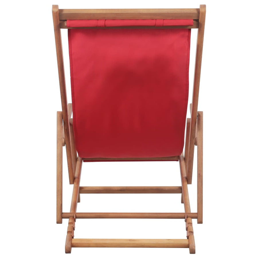 Folding Chair Fabric and Wooden Frame Red