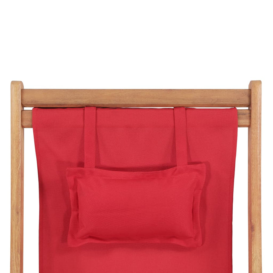 Folding Chair Fabric and Wooden Frame Red