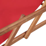 Folding Beach Chair Fabric and Wooden Frame Red - Low Angle