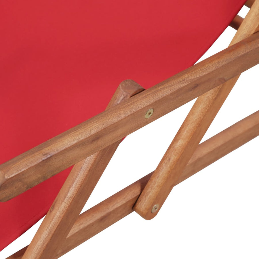 Folding Chair Fabric and Wooden Frame Red