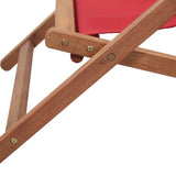 Folding Beach Chair Fabric and Wooden Frame Red - Extra Image