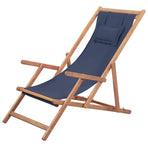 Folding Chair Fabric and Wooden Frame Blue
