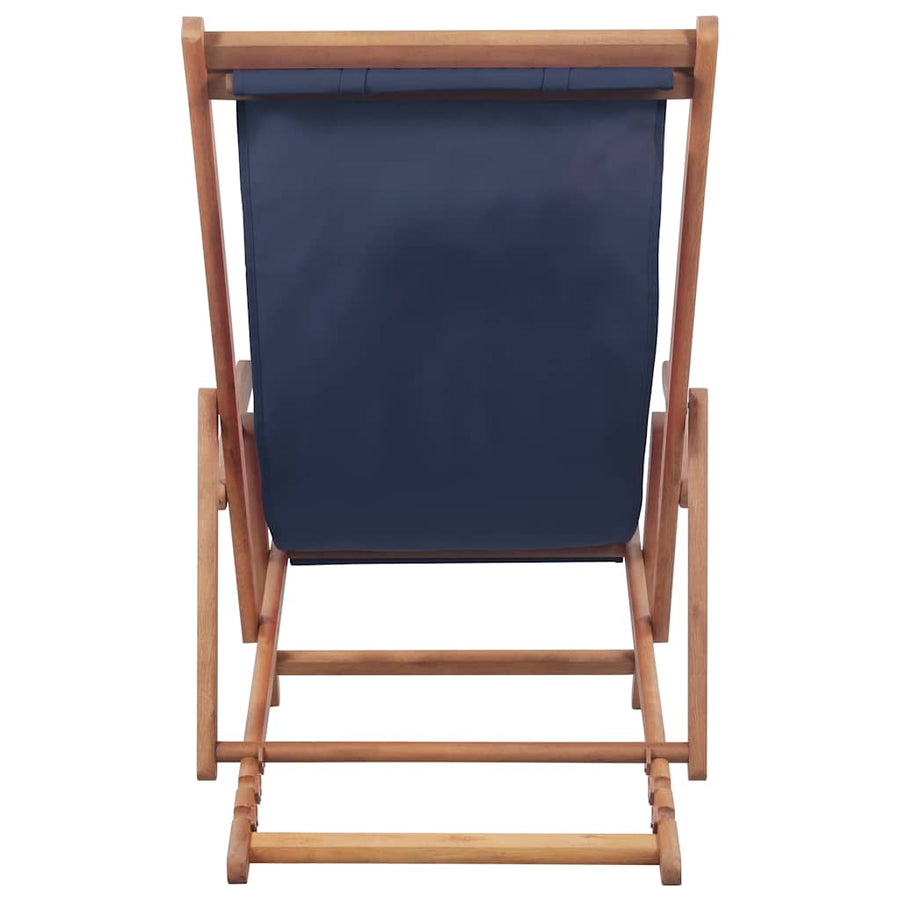 Folding Chair Fabric and Wooden Frame Blue