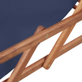 Folding Beach Chair Fabric and Wooden Frame Blue - Low Angle