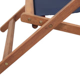 Folding Beach Chair Fabric and Wooden Frame Blue - Extra Image