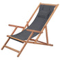 Folding Chair Fabric and Wooden Frame Grey