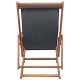 Folding Beach Chair Fabric and Wooden Frame Grey - Side View