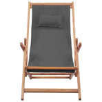 Folding Chair Fabric and Wooden Frame Grey