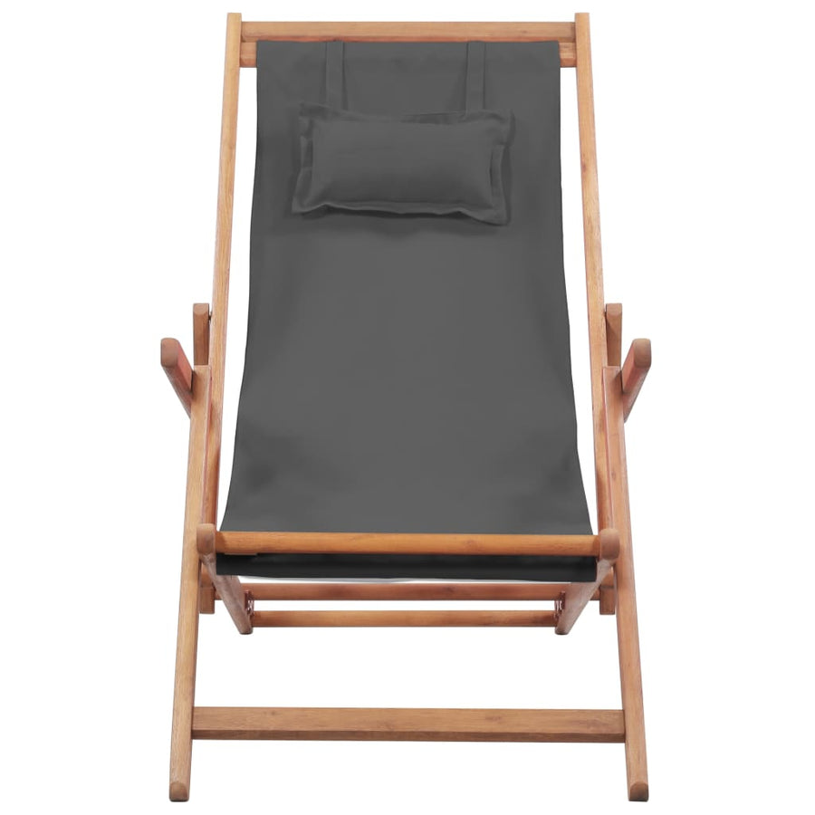 Folding Chair Fabric and Wooden Frame Grey