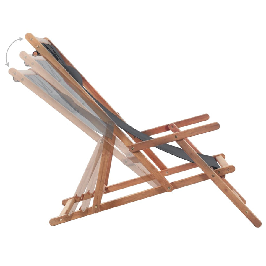 Folding Chair Fabric and Wooden Frame Grey