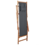 Folding Chair Fabric and Wooden Frame Grey