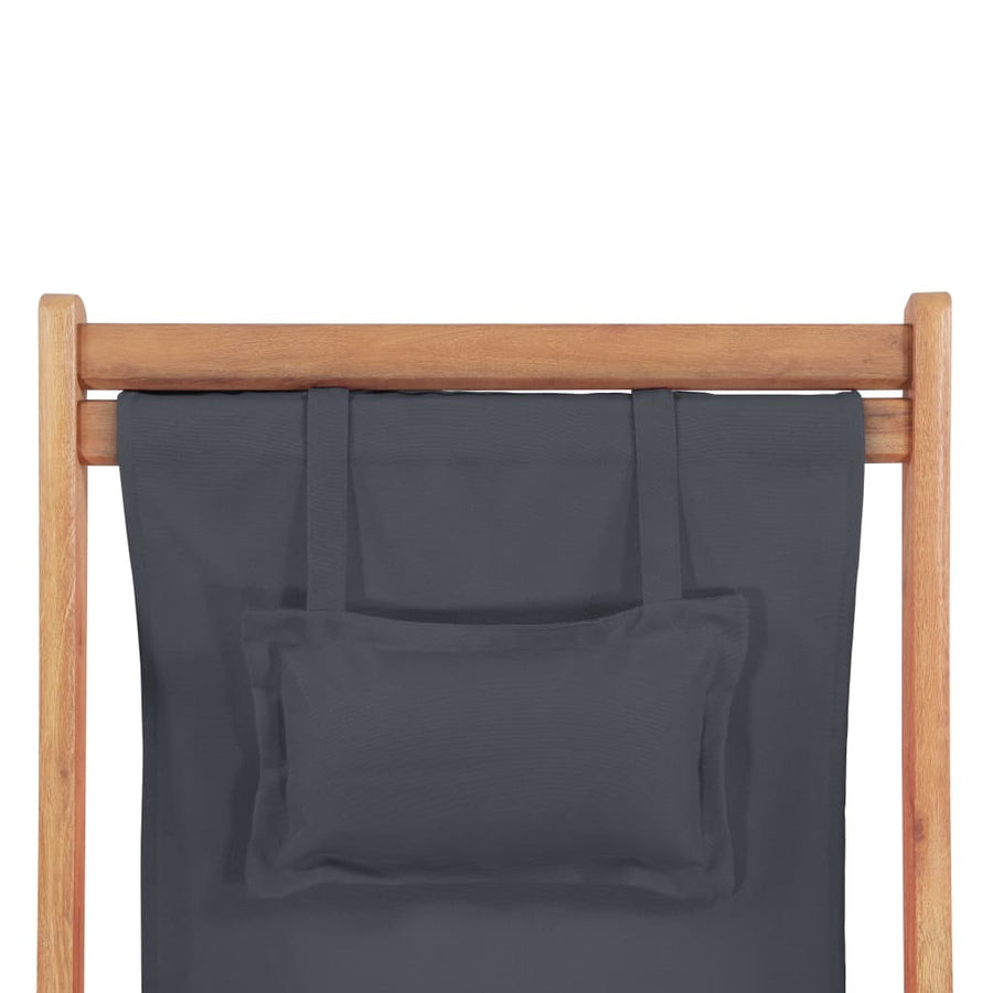 Folding Chair Fabric and Wooden Frame Grey