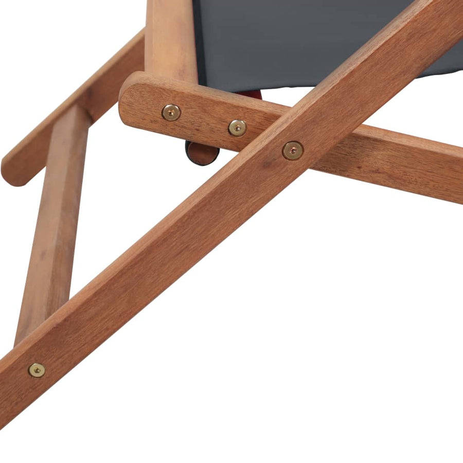 Folding Chair Fabric and Wooden Frame Grey