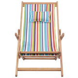 Folding Beach Chair Fabric and Wooden Frame Multicolour - Front View