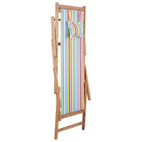 Folding Beach Chair Fabric and Wooden Frame Multicolour - Top-Down View