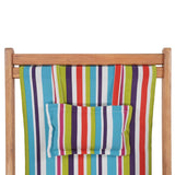 Folding Beach Chair Fabric and Wooden Frame Multicolour - Close-Up Angle