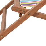 Folding Beach Chair Fabric and Wooden Frame Multicolour - Extra Image