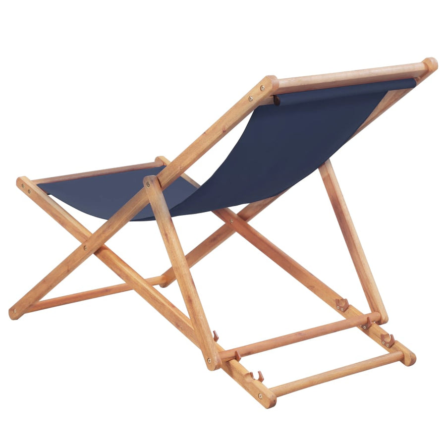 Folding Chair Fabric and Wooden Frame Blue
