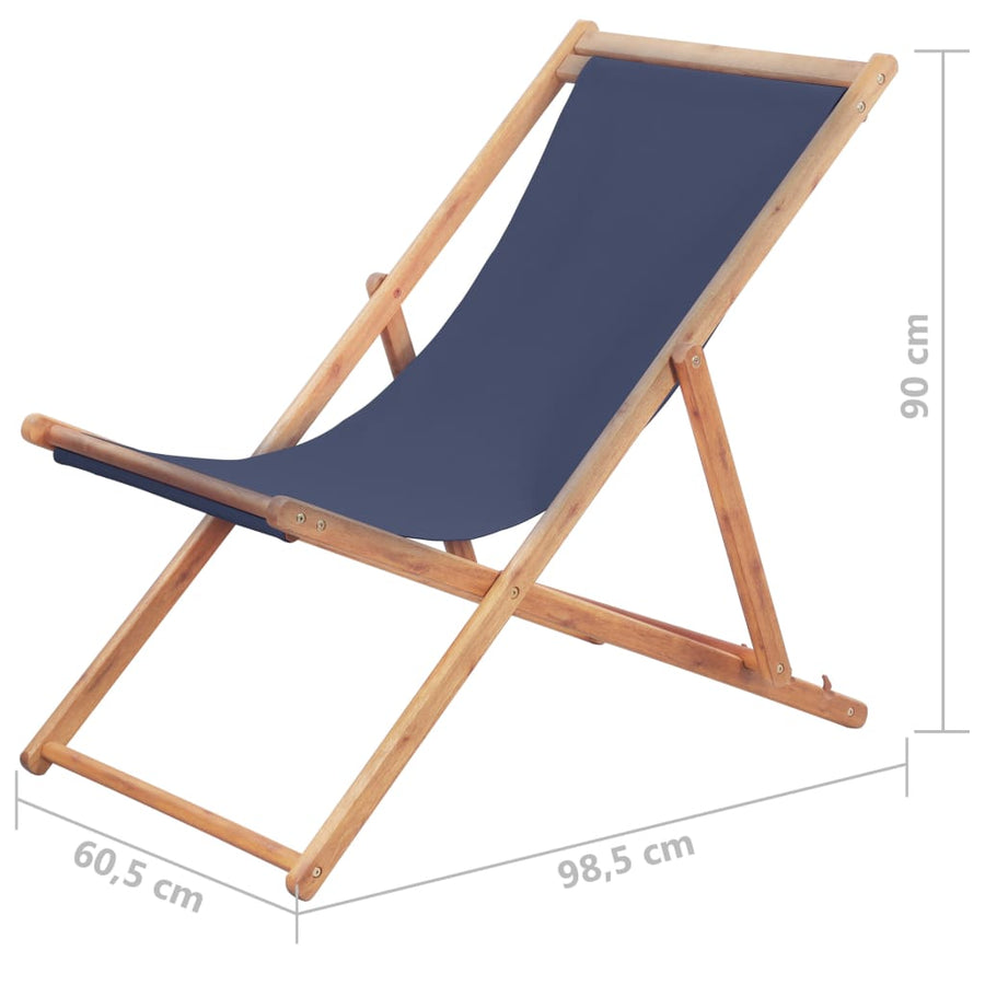 Folding Chair Fabric and Wooden Frame Blue