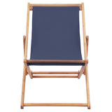 Folding Beach Chair Fabric and Wooden Frame Blue