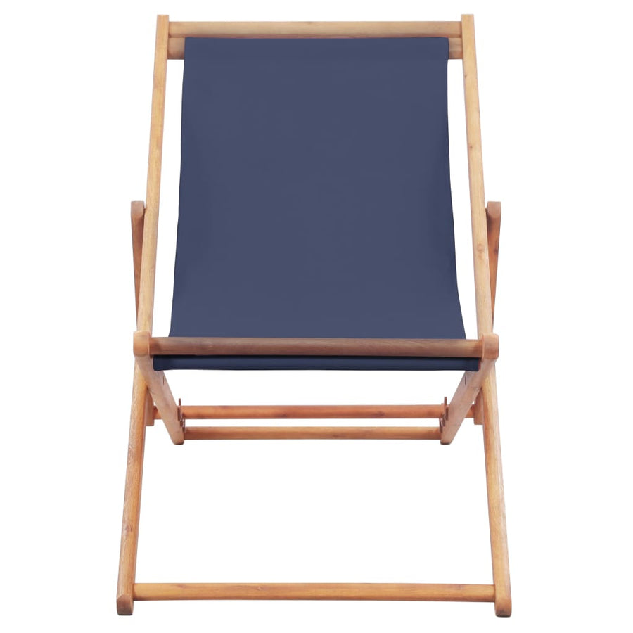Folding Chair Fabric and Wooden Frame Blue