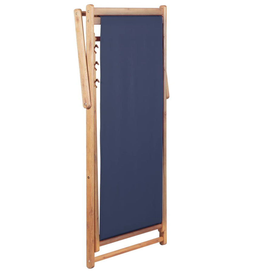 Folding Chair Fabric and Wooden Frame Blue