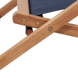 Folding Beach Chair Fabric and Wooden Frame Blue - Close-Up Angle