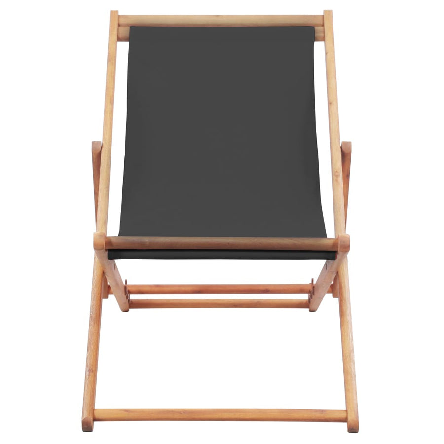 Folding Chair Fabric and Wooden Frame Grey