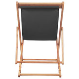 Folding Beach Chair Fabric and Wooden Frame Grey - Side View