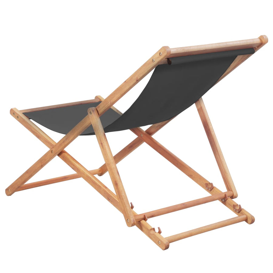 Folding Chair Fabric and Wooden Frame Grey