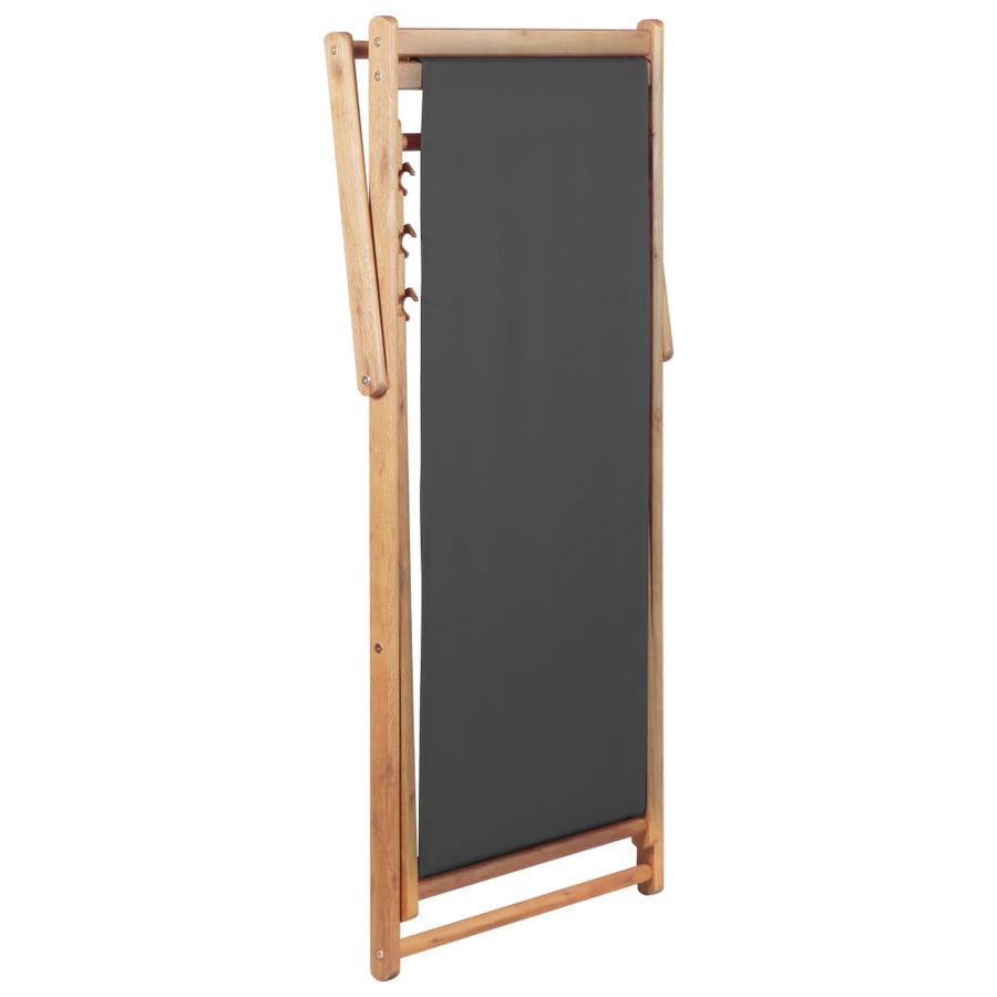 Folding Chair Fabric and Wooden Frame Grey