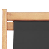 Folding Beach Chair Fabric and Wooden Frame Grey - Close-Up Angle