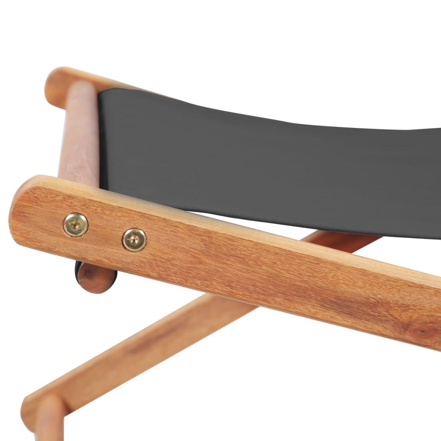 Folding Chair Fabric and Wooden Frame Grey