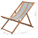 Folding Beach Chair Fabric and Wooden Frame Multicolour - Extra Image