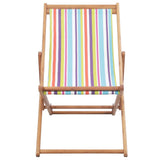 Folding Beach Chair Fabric and Wooden Frame Multicolour - Side View