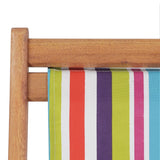 Folding Beach Chair Fabric and Wooden Frame Multicolour - Rear View