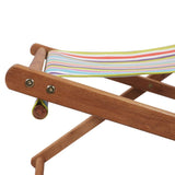 Folding Beach Chair Fabric and Wooden Frame Multicolour - Close-Up Angle