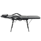 Portable Facial Treatment Chair Faux Leather 185x78x76 cm Black - Front View