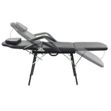 Portable Facial Treatment Chair Faux Leather 185x78x76 cm Black - Side View