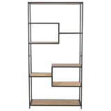 Bookcase Solid Firwood and Steel 90.5x35x180 cm - Front View