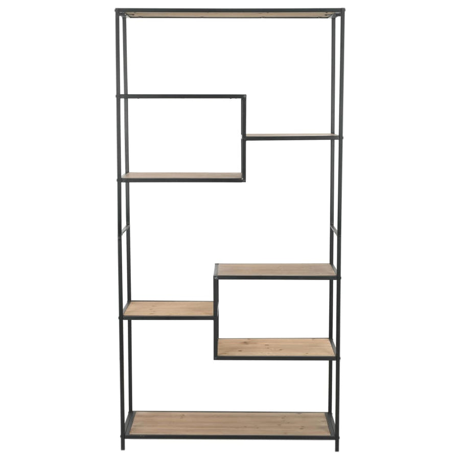 Bookcase Solid Firwood and Steel 90.5x35x180 cm