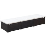 Sun Lounger with Cushion Poly Rattan Brown - Front View