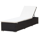 Sun Lounger with Cushion Poly Rattan Brown - Side View