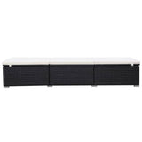 Sun Lounger with Cushion Poly Rattan Black