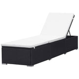 Sun Lounger with Cushion Poly Rattan Black - Top-Down View