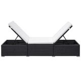 Sun Lounger with Cushion Poly Rattan Black