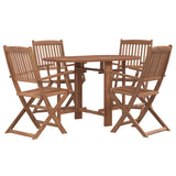 5 Piece Folding Outdoor Dining Set Solid Acacia Wood - Front View