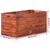 Garden Raised Bed Acacia Wood 100x50x50 cm - Rear View