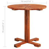 Bistro Table 70x70 cm Solid Acacia Wood - Rear View