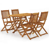 5 Piece Folding Outdoor Dining Set Solid Acacia Wood